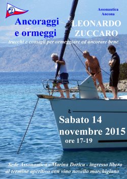 Locandina dell’incontro con Leonardo Zuccaro sul tema ancoraggi e ormeggi