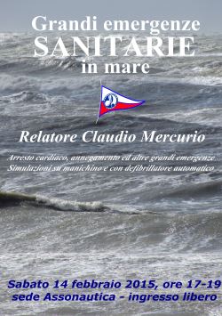 Locandina dell’incontro con il dottor Claudio Mercurio sulle grandi emergenze sanitarie in mare