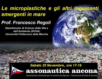 Locandina incontro con Francesco Regoli su microplastiche e altri inquinanti in mare