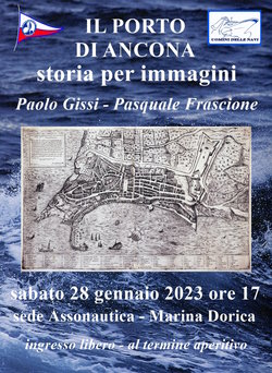 Locandina incontro sulla storia del porto di Ancona, con Paolo Gissi e Pasquale Frascione